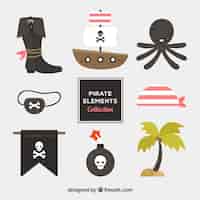 Vetor grátis coleção octopus com elementos piratas