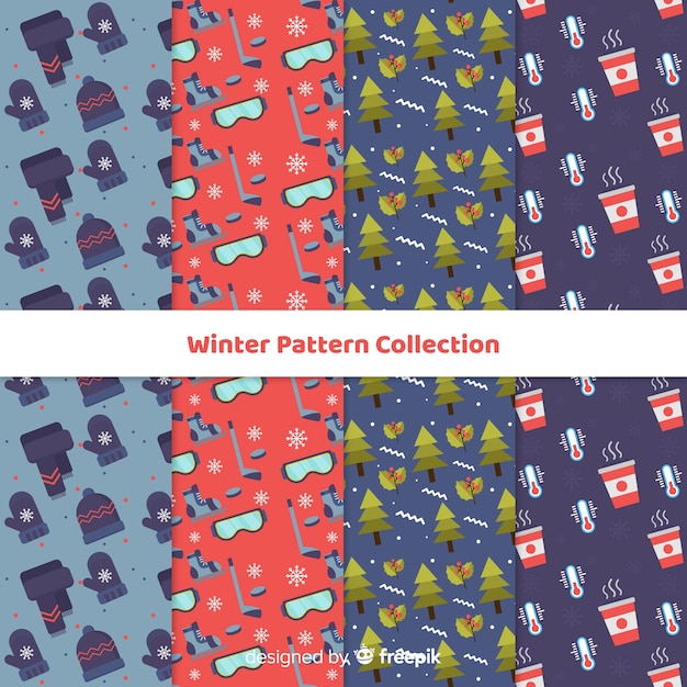 Vetor grátis coleção padrão de inverno