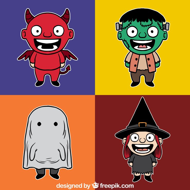 Vetor grátis coleção personagens halloween