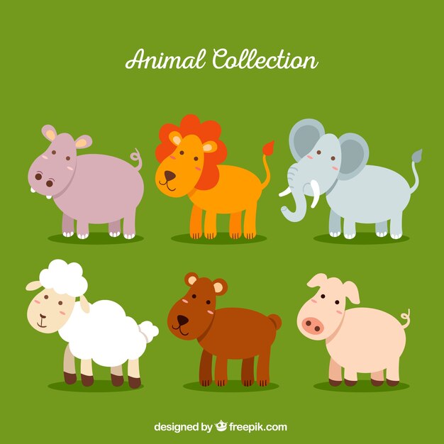 Coleção plana de animais felizes