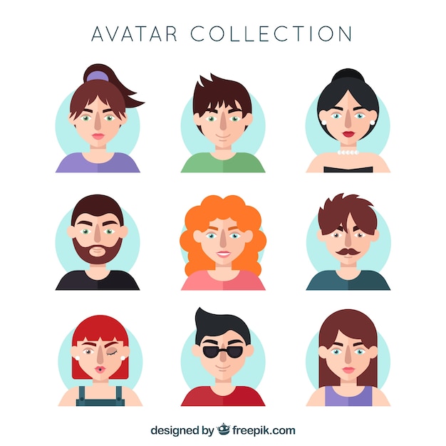 Coleção plana de avatar com estilo moderno