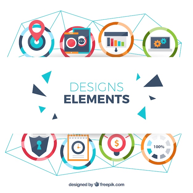 Coleção plana de elementos de design