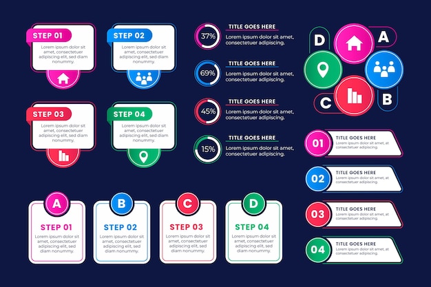 Coleção plana de elementos infográficos