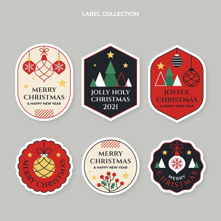 Vetor grátis coleção plana de emblemas de natal