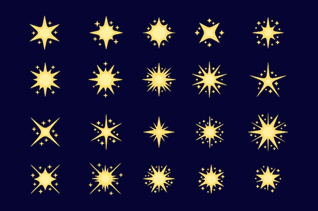 Coleção plana de estrelas cintilantes