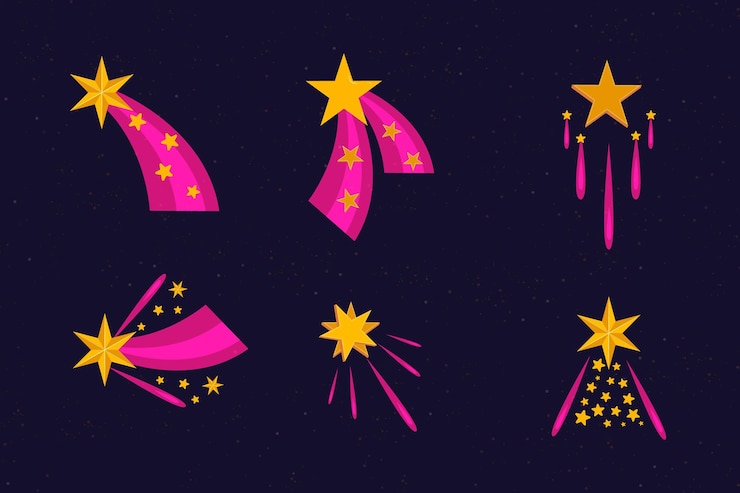 Vetor grátis coleção plana de estrelas cintilantes