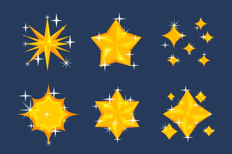 Vetor grátis coleção plana de estrelas cintilantes