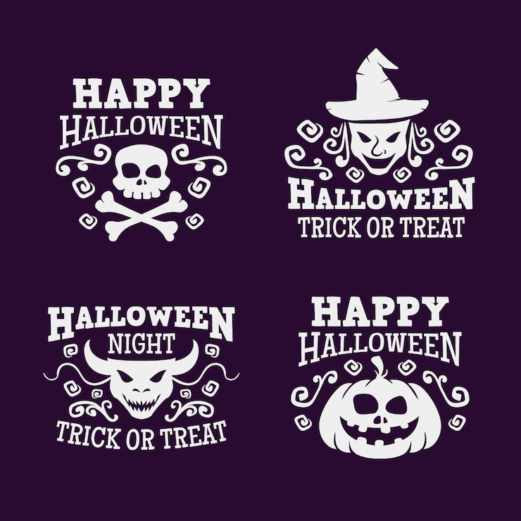 Vetor grátis coleção plana de etiquetas de halloween
