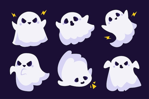 ilustração em vetor de halloween pequena linha de desenho animado fantasma  em fundo branco. 10443971 Vetor no Vecteezy