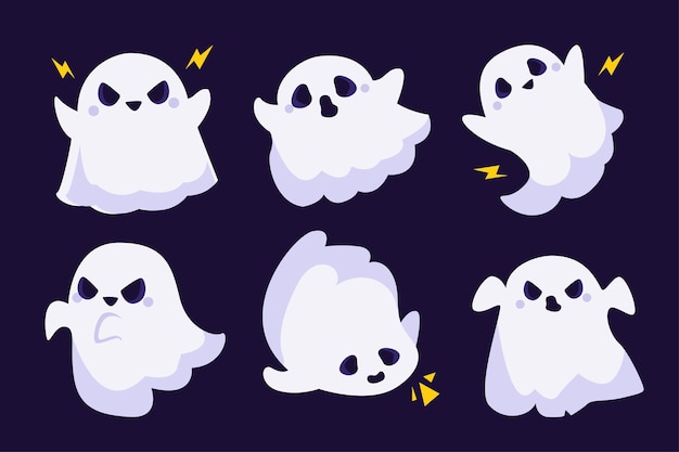 Coleção plana de fantasmas de halloween