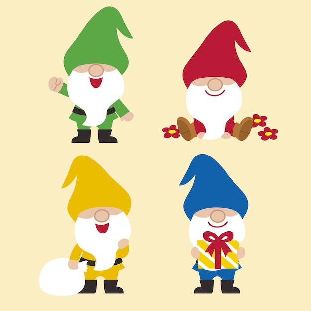 Coleção plana de gnomos de natal