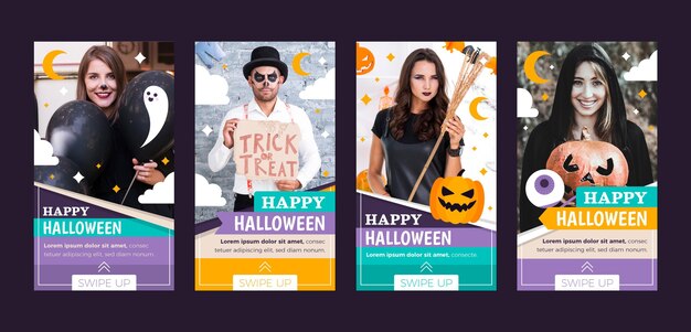 Coleção plana de histórias do Instagram de halloween