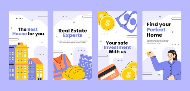 Coleção plana de histórias do instagram para imóveis