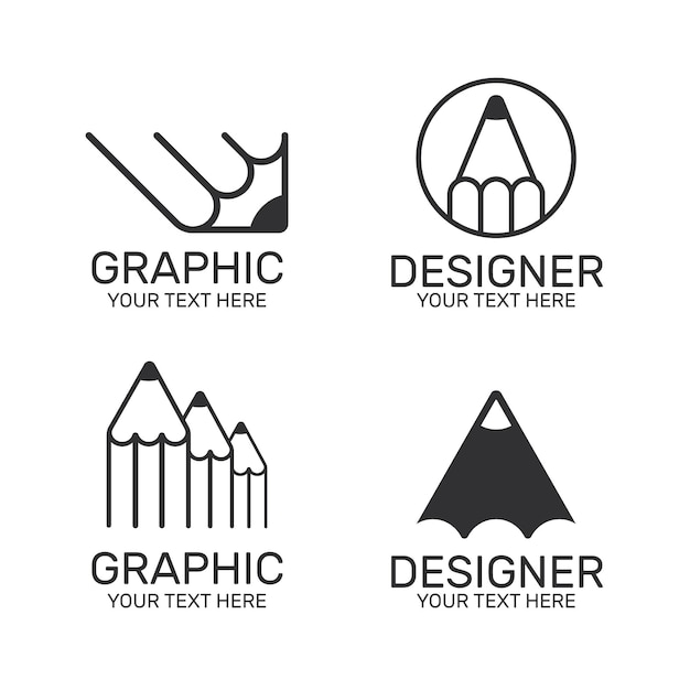 Coleção plana de logotipo de designer gráfico