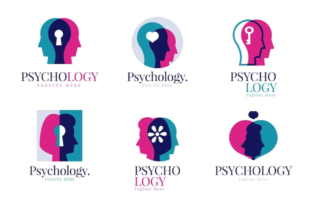 Vetor grátis coleção plana de logotipo de saúde mental