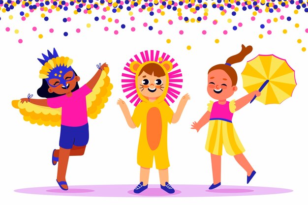 Coleção plana de personagens do carnaval brasileiro