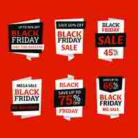 Vetor grátis coleção plana de tags/banners para venda na sexta-feira negra