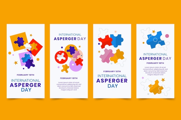 Coleção plana internacional de histórias do instagram do Asperger Day