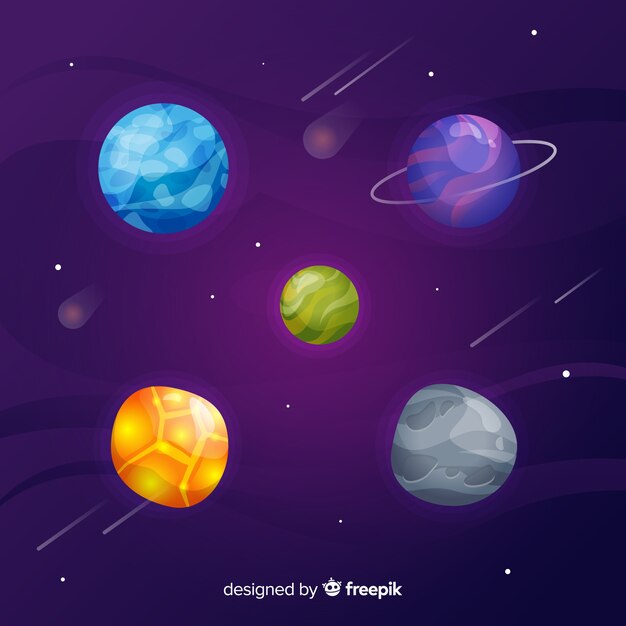 Coleção planeta mão desenhada