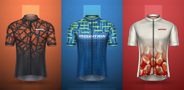 Vetor grátis coleção premium de camisas de ciclismo