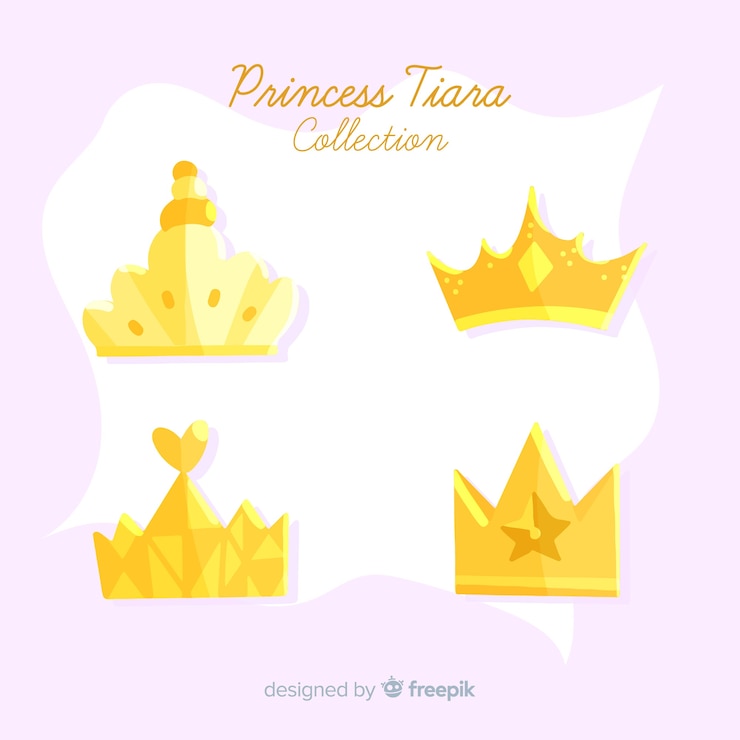 Vetor grátis coleção princesa tiara de ouro