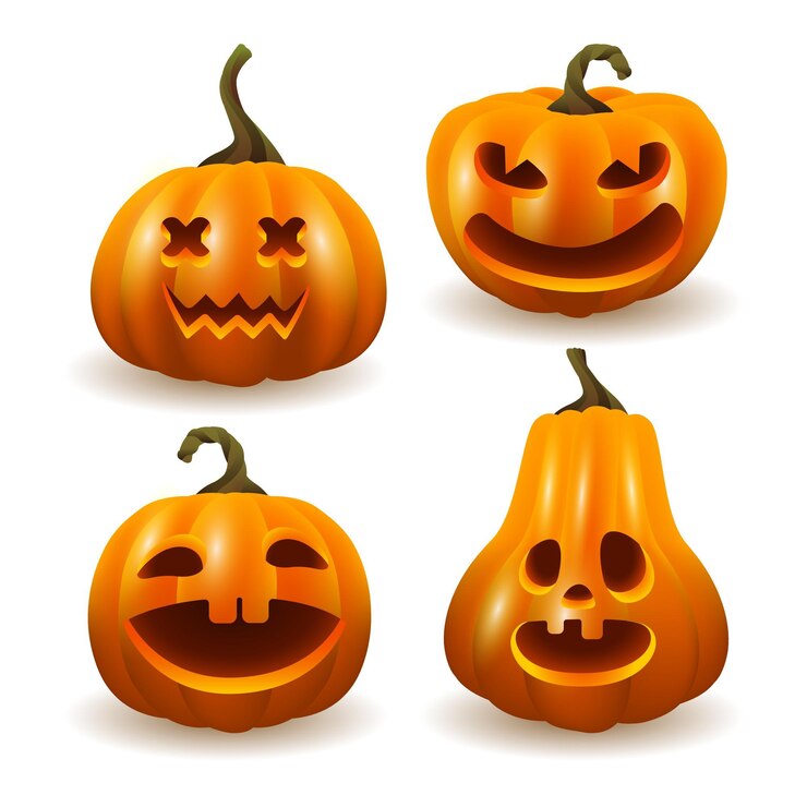 Vetor grátis coleção realista de abóboras de halloween