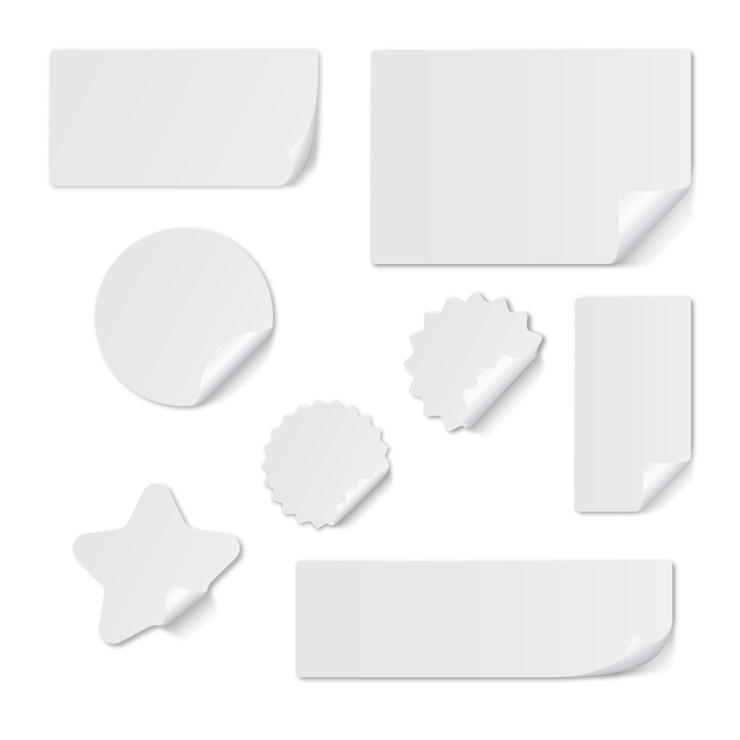 Vetor grátis coleção realista de adesivos de papel