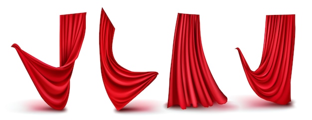 Coleção realista de cortinas vermelhas