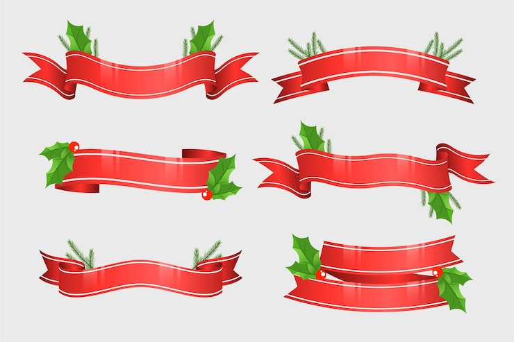 Vetor grátis coleção realista de fitas de natal