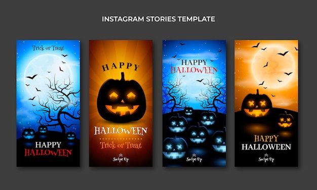 Coleção realista de histórias do instagram de halloween