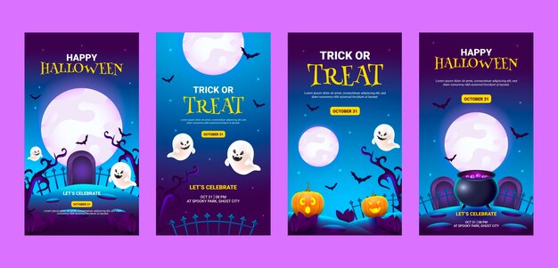 Coleção realista de histórias do Instagram para celebração do Halloween