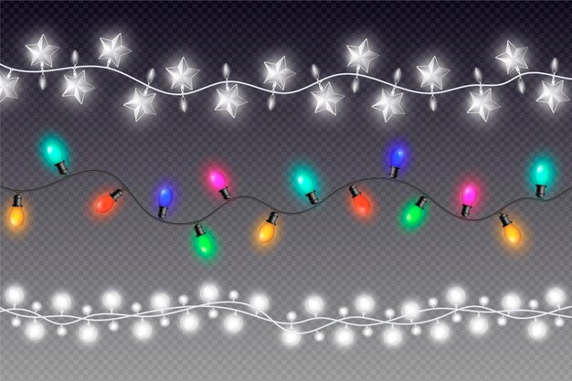 Coleção realista de luzes de natal