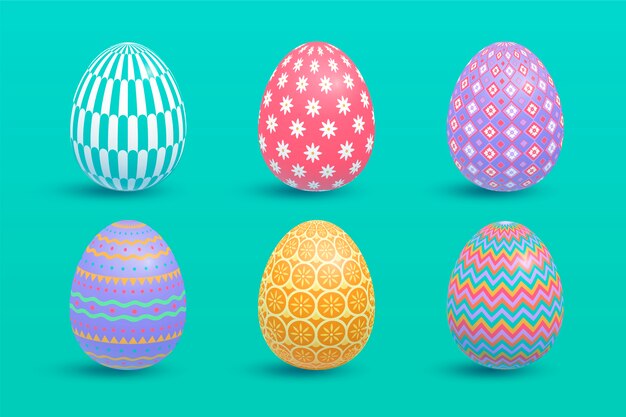 Coleção realista de ovos de dia de Páscoa