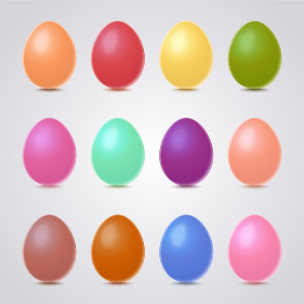 Coleção realista de ovos de dia de Páscoa
