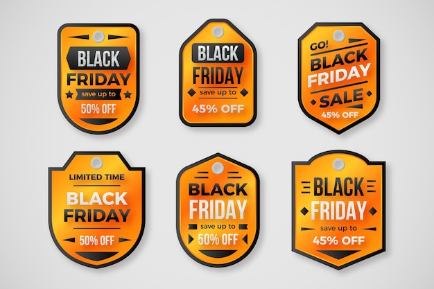 Vetor grátis coleção realista de rótulos de black friday