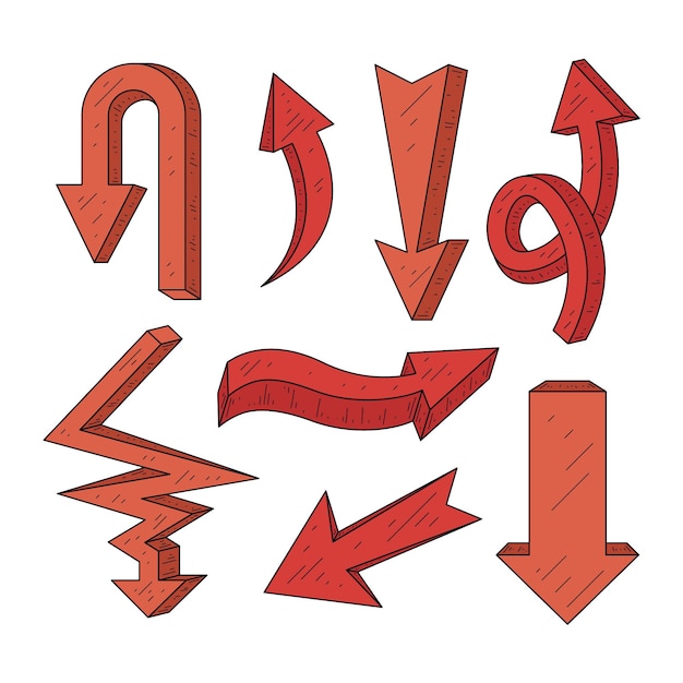 Vetor grátis coleção realista de setas desenhadas à mão