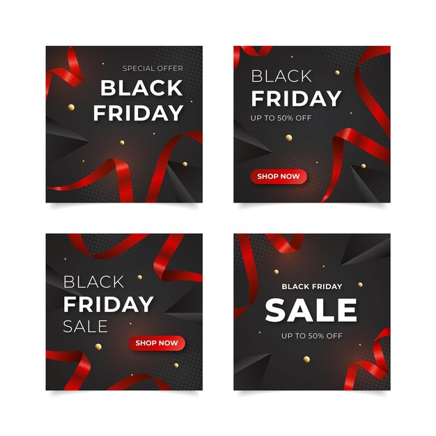 Coleção realística de postagens do Instagram Black Friday
