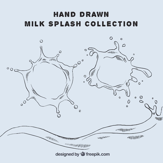 Vetor grátis coleção respingo do leite desenhada à mão