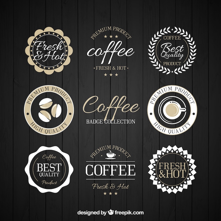 Vetor grátis coleção retro etiquetas do café ornamental