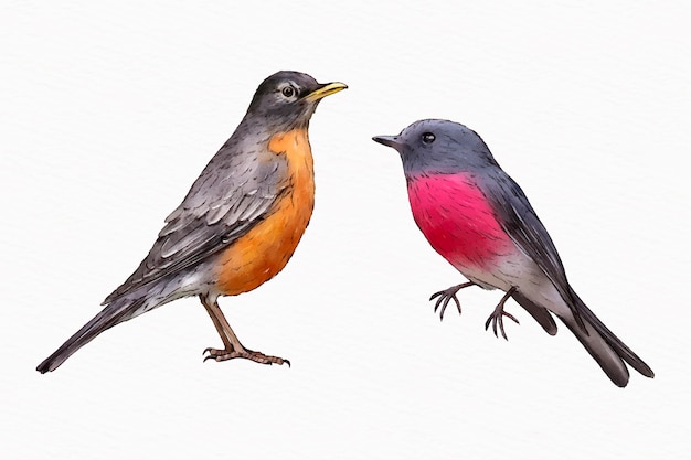 Coleção robin pintada em aquarela