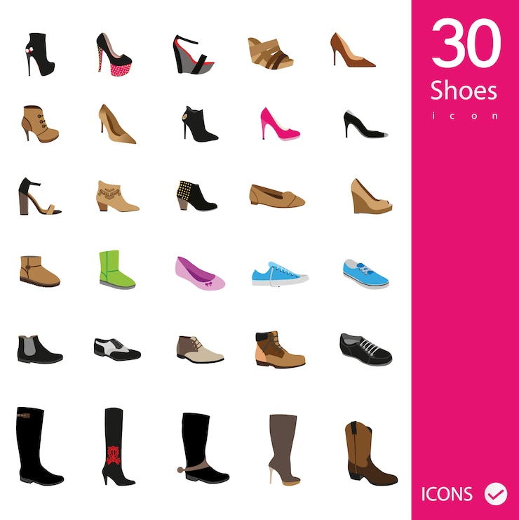 Vetor grátis coleção sapatos ícones