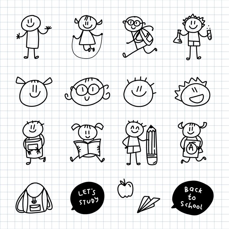 Vetor grátis coleção stickman desenhada à mão