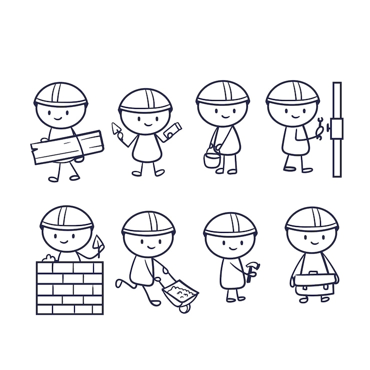 Vetor grátis coleção stickman desenhada à mão