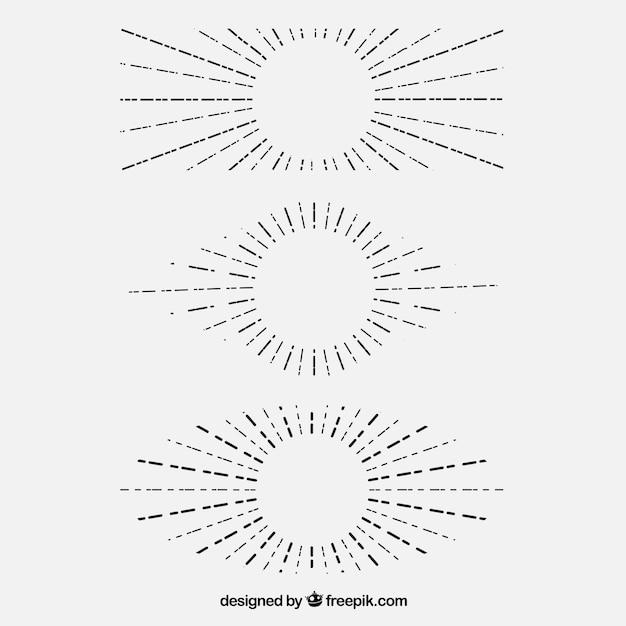 Vetor grátis coleção sunburst esboçado