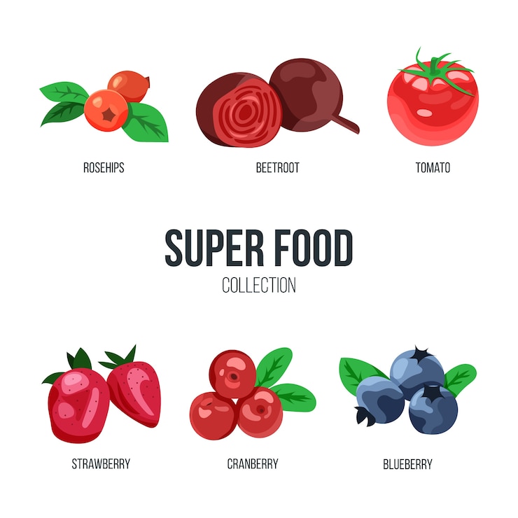 Vetor grátis coleção superfood