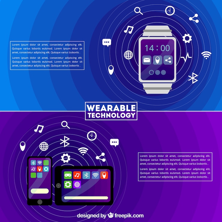 Vetor grátis coleção tecnologia template wearable