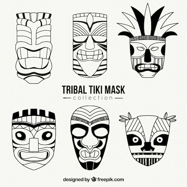 Coleção tribal de máscara tiki