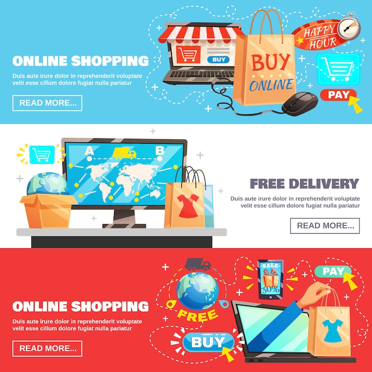 Vetor grátis colecção de banners e-commerce