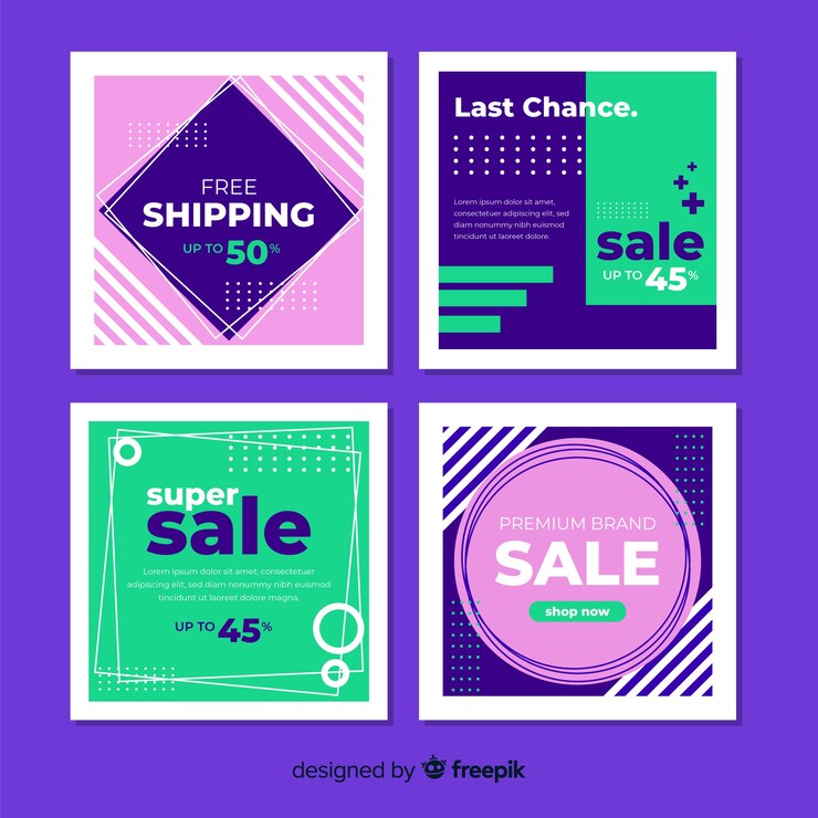 Vetor grátis colecção de banners quadrados de promoção