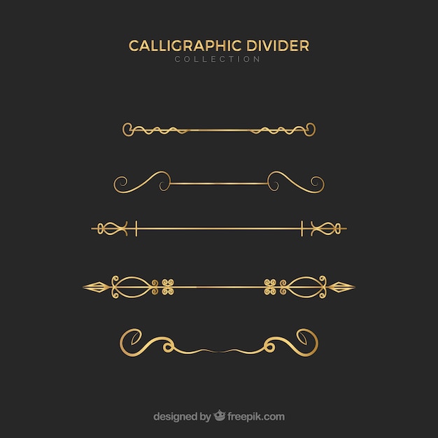 Vetor grátis colecção de divisores em estilo caligráfico